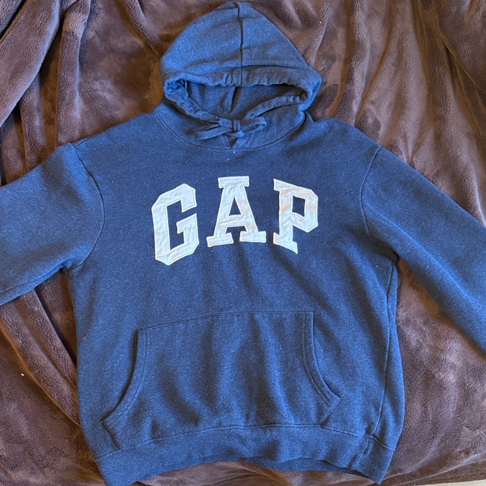 GAP Navy Blue Pullover Hoodie with Cream Logo